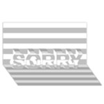 Horizontal Stripes - White and Silver Gray SORRY 3D Greeting Card (8x4)