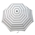 Horizontal Stripes - White and Silver Gray Folding Umbrella