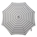 Horizontal Stripes - White and Silver Gray Hook Handle Umbrella (Medium)