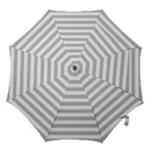 Horizontal Stripes - White and Silver Gray Hook Handle Umbrella (Large)