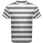 Horizontal Stripes - White and Gray Men s Cotton Tee