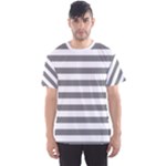 Horizontal Stripes - White and Gray Men s Sport Mesh Tee