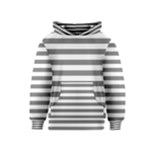 Horizontal Stripes - White and Gray Kid s Pullover Hoodie