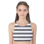 Horizontal Stripes - White and Gray Tank Bikini Top