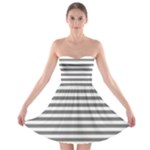 Horizontal Stripes - White and Gray Strapless Bra Top Dress