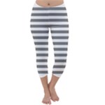 Horizontal Stripes - White and Gray Capri Winter Leggings