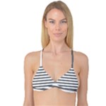 Horizontal Stripes - White and Gray Reversible Tri Bikini Top