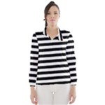 Horizontal Stripes - White and Black Wind Breaker (Women)