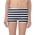 Horizontal Stripes - White and Black Reversible Boyleg Bikini Bottoms