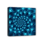 Glossy Light Blue Spiral Fractal Mini Canvas 4  x 4  (Stretched)