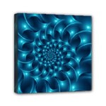 Glossy Light Blue Spiral Fractal Mini Canvas 6  x 6  (Stretched)