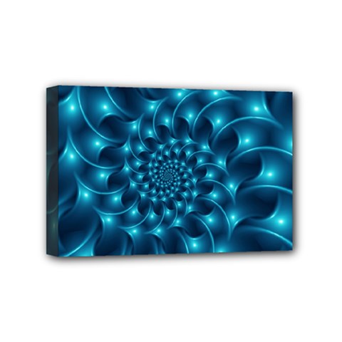 Glossy Light Blue Spiral Fractal Mini Canvas 6  x 4  (Stretched) from ArtsNow.com