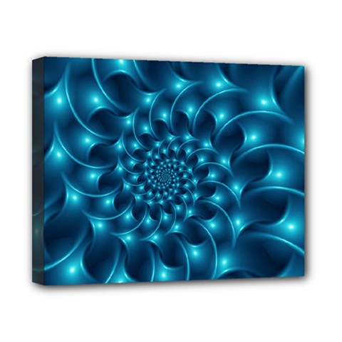 Glossy Light Blue Spiral Fractal Canvas 10  x 8  (Stretched) from ArtsNow.com