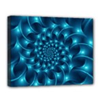 Glossy Light Blue Spiral Fractal Canvas 14  x 11  (Stretched)