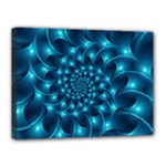 Glossy Light Blue Spiral Fractal Canvas 16  x 12  (Stretched)