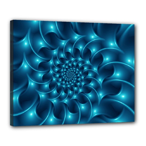 Glossy Light Blue Spiral Fractal Canvas 20  x 16  (Stretched) from ArtsNow.com