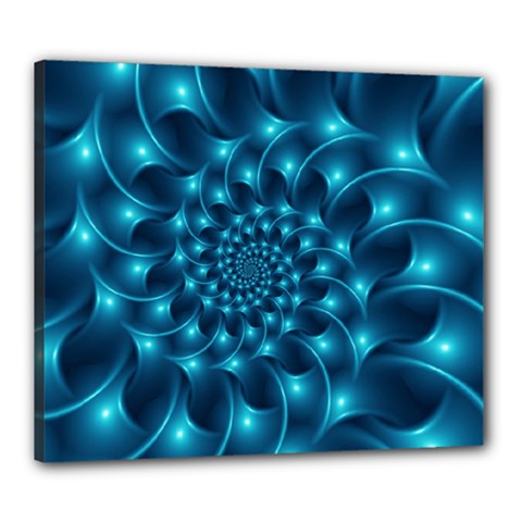 Glossy Light Blue Spiral Fractal Canvas 24  x 20  (Stretched) from ArtsNow.com