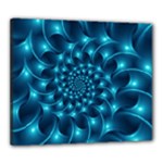 Glossy Light Blue Spiral Fractal Canvas 24  x 20  (Stretched)