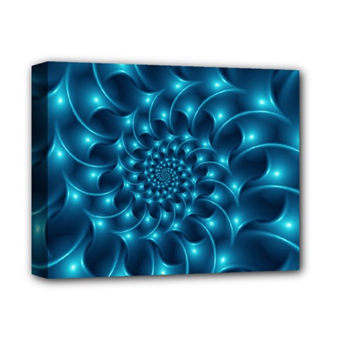 Glossy Light Blue Spiral Fractal Deluxe Canvas 14  x 11  (Stretched) from ArtsNow.com