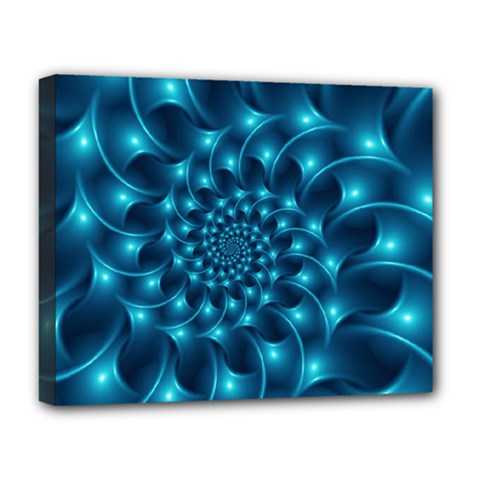 Glossy Light Blue Spiral Fractal Deluxe Canvas 20  x 16  (Stretched) from ArtsNow.com