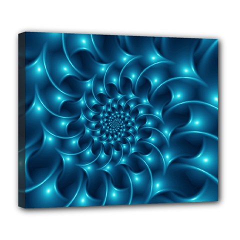 Glossy Light Blue Spiral Fractal Deluxe Canvas 24  x 20  (Stretched) from ArtsNow.com