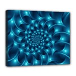 Glossy Light Blue Spiral Fractal Deluxe Canvas 24  x 20  (Stretched)