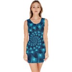 Glossy Light Blue Spiral Fractal Bodycon Dress