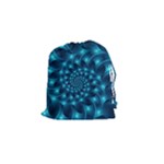 Glossy Light Blue Spiral Fractal Drawstring Pouch (Small)