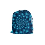 Glossy Light Blue Spiral Fractal Drawstring Pouch (Medium)