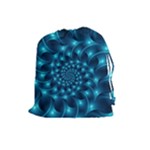 Glossy Light Blue Spiral Fractal Drawstring Pouch (Large)