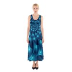 Glossy Light Blue Spiral Fractal Sleeveless Maxi Dress