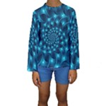 Glossy Light Blue Spiral Fractal Kid s Long Sleeve Swimwear