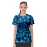 Glossy Light Blue Spiral Fractal Women s Sport Mesh Tee