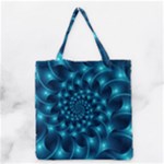 Glossy Light Blue Spiral Fractal Grocery Tote Bag