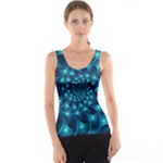 Glossy Light Blue Spiral Fractal Tank Top