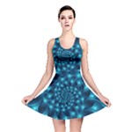 Glossy Light Blue Spiral Fractal Reversible Skater Dress