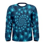 Glossy Light Blue Spiral Fractal Men s Long Sleeve Tee