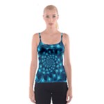 Glossy Light Blue Spiral Fractal Spaghetti Strap Top