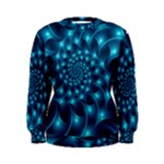 Glossy Light Blue Spiral Fractal Women s Sweatshirt