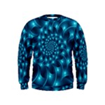 Glossy Light Blue Spiral Fractal Kids  Sweatshirt