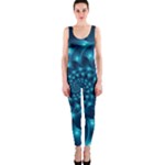 Glossy Light Blue Spiral Fractal OnePiece Catsuit