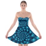 Glossy Light Blue Spiral Fractal Strapless Bra Top Dress