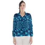 Glossy Light Blue Spiral Fractal Wind Breaker (Women)