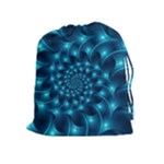 Glossy Light Blue Spiral Fractal Drawstring Pouch (XL)