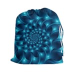 Glossy Light Blue Spiral Fractal Drawstring Pouch (XXL)