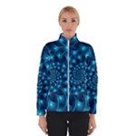 Glossy Light Blue Spiral Fractal Winter Jacket