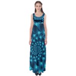 Glossy Light Blue Spiral Fractal Empire Waist Maxi Dress