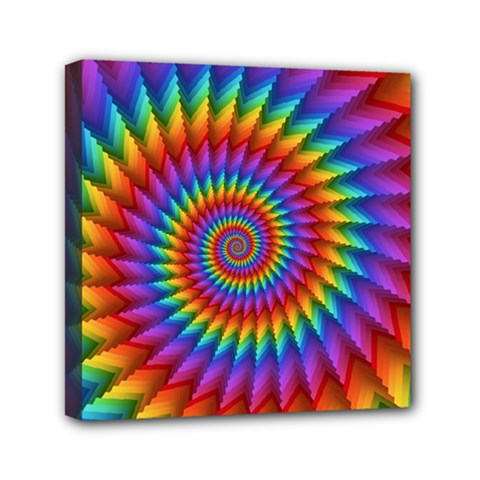 Psychedelic Rainbow Spiral Mini Canvas 6  x 6  (Stretched) from ArtsNow.com