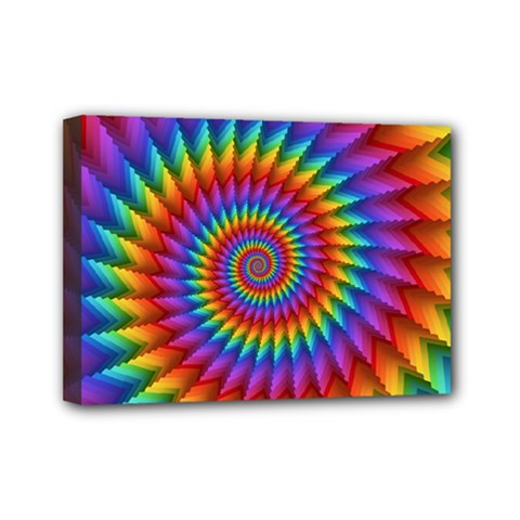 Psychedelic Rainbow Spiral Mini Canvas 7  x 5  (Stretched) from ArtsNow.com