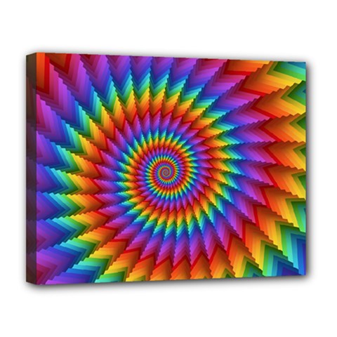 Psychedelic Rainbow Spiral Canvas 14  x 11  (Stretched) from ArtsNow.com